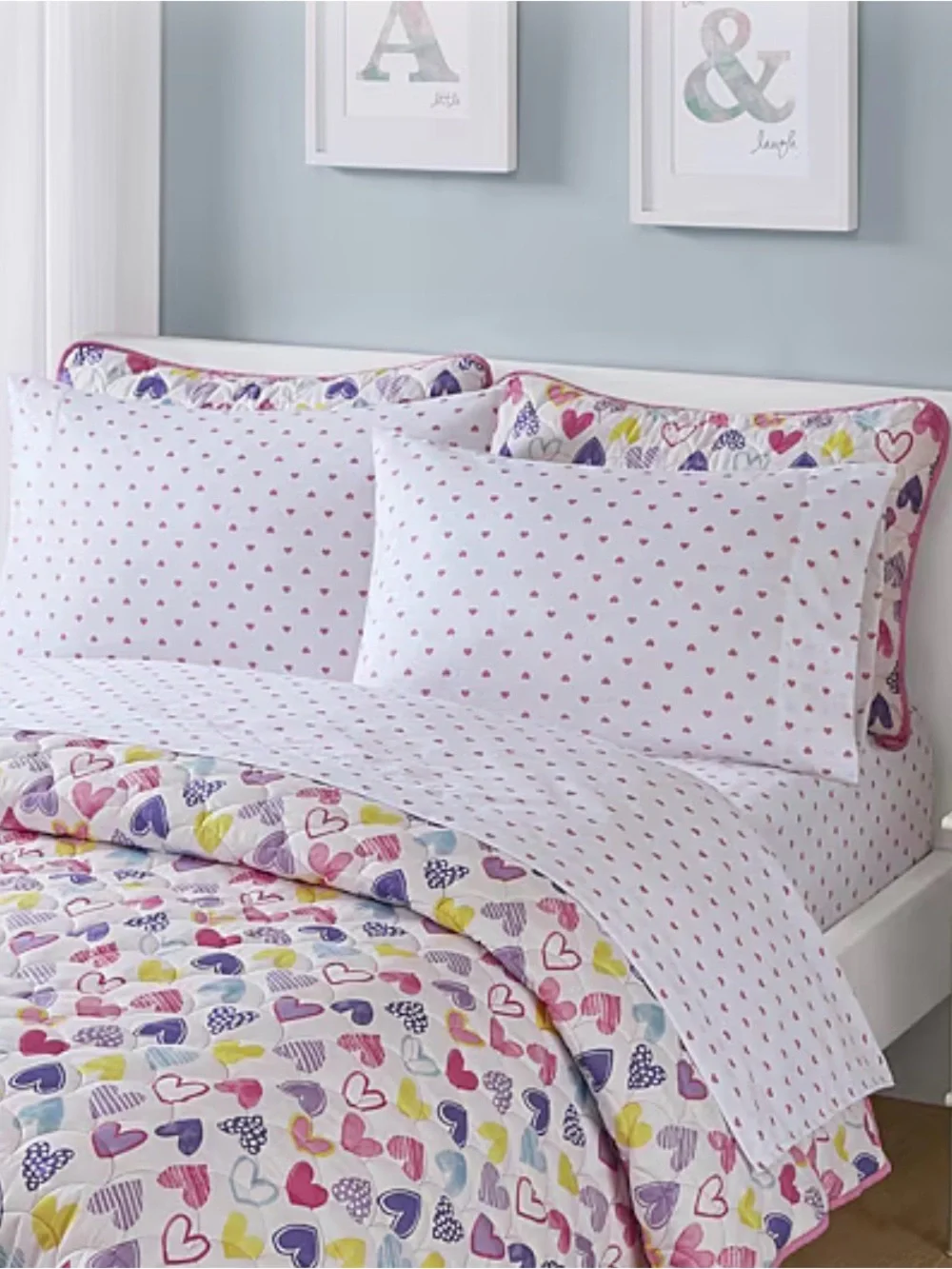 New INK+IVY Kids Full Sheet Set - Pink Hearts